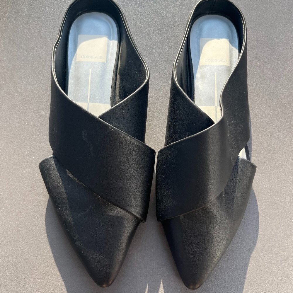 Dolce Vita Open Back Black Flats, Size 8